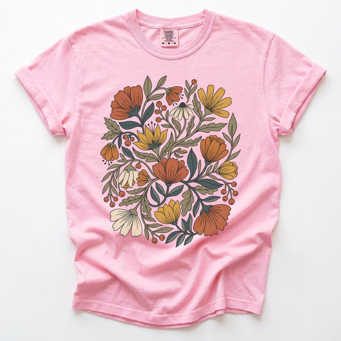 Boho Wildflower Bouquet Vintage Washed T-Shirt