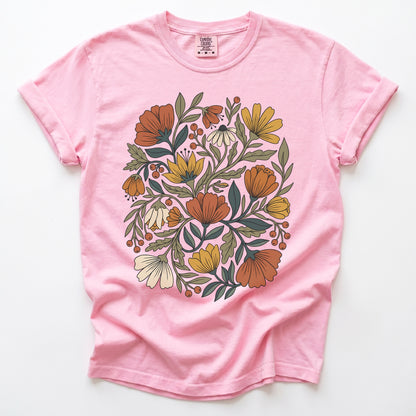 Boho Wildflower Bouquet Vintage Washed T-Shirt