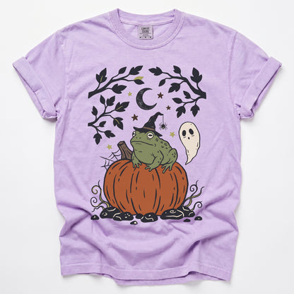 Witchy Toad On Pumpkin Vintage Washed T-Shirt