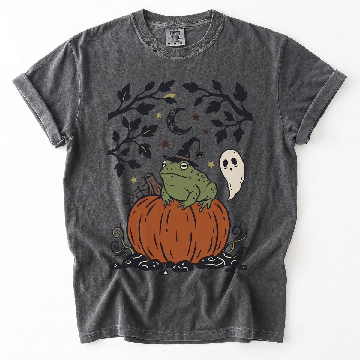 Witchy Toad On Pumpkin Vintage Washed T-Shirt