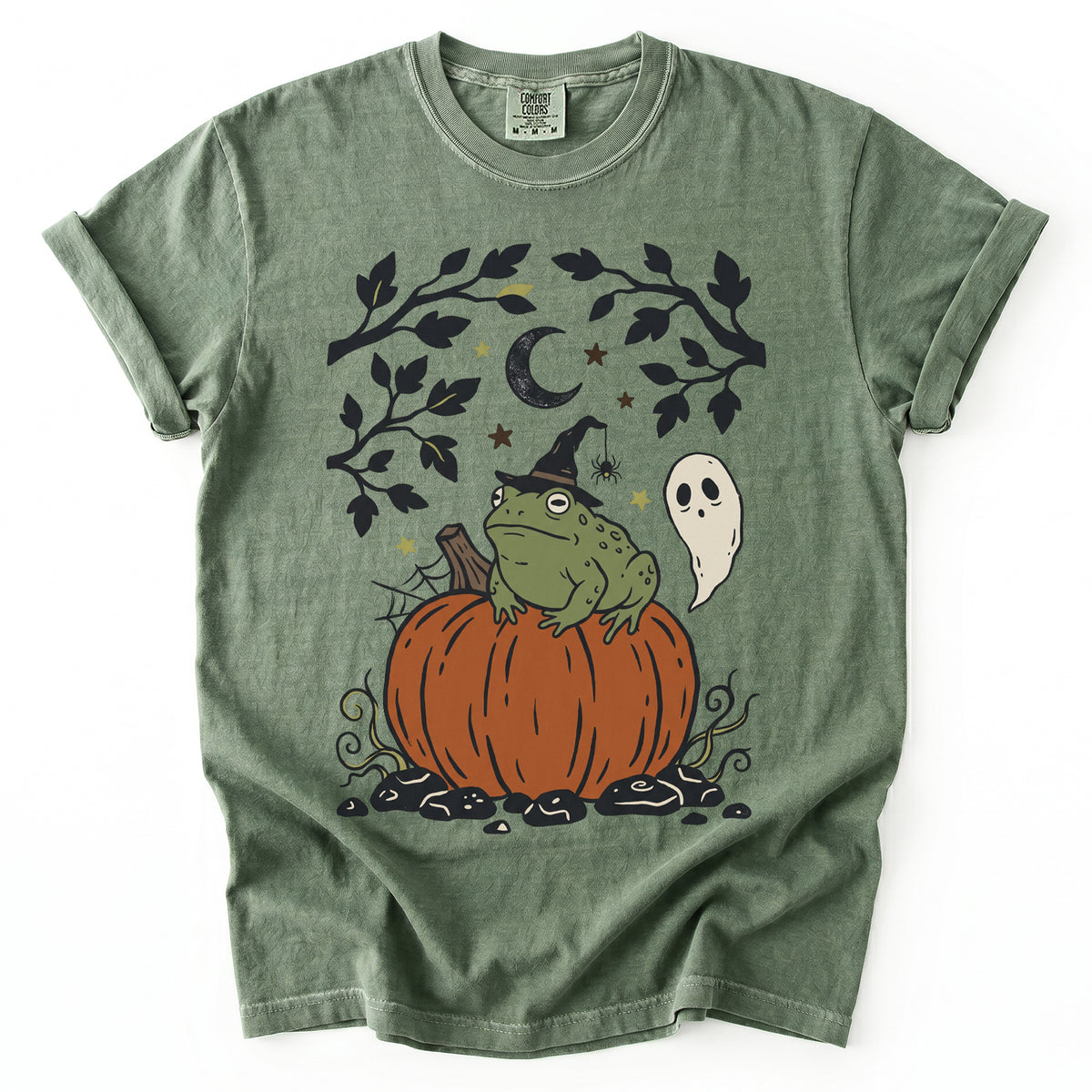 Witchy Toad On Pumpkin Vintage Washed T-Shirt