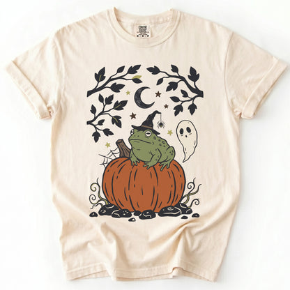 Witchy Toad On Pumpkin Vintage Washed T-Shirt