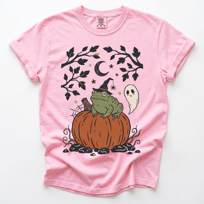 Witchy Toad On Pumpkin Vintage Washed T-Shirt