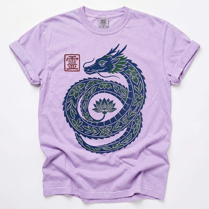 Woodblock Lotus Dragon Vintage Washed T-Shirt