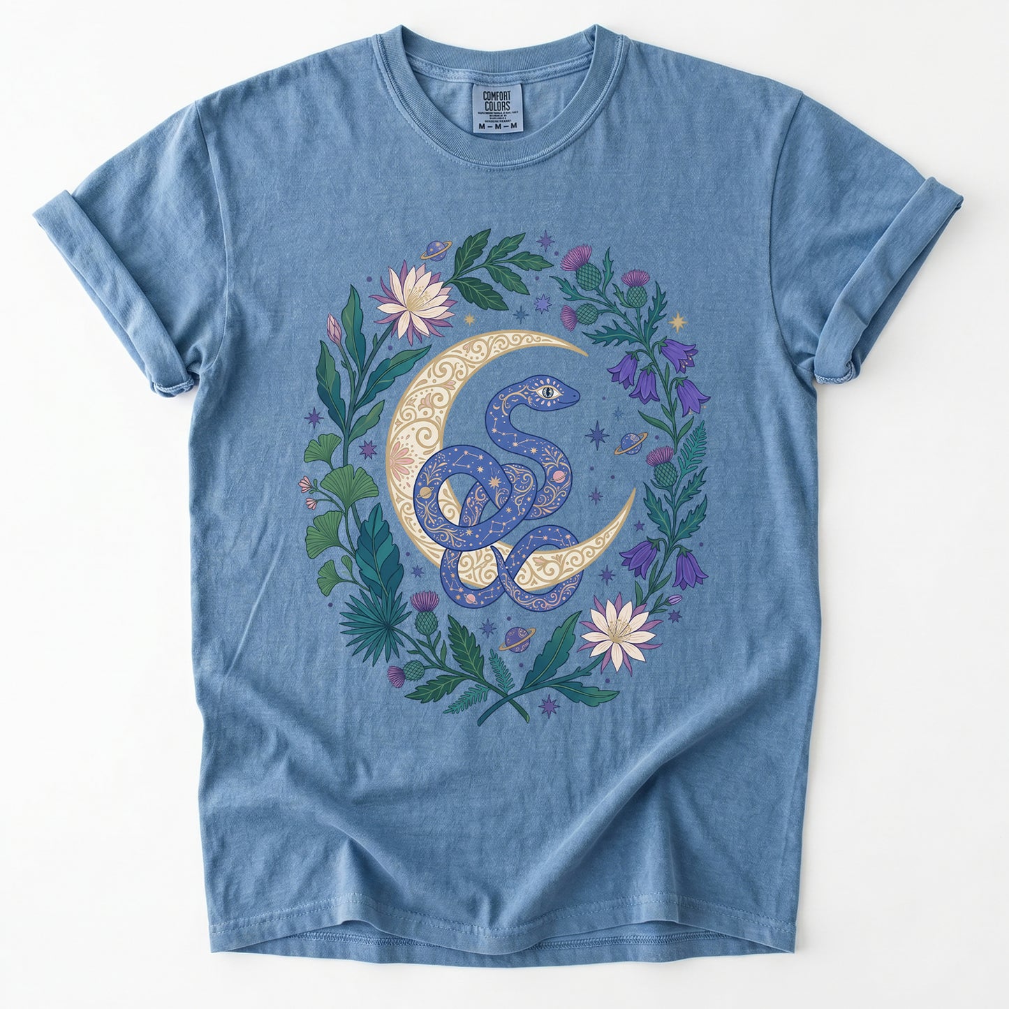 Starry Blue Snake Vintage Washed T-Shirt