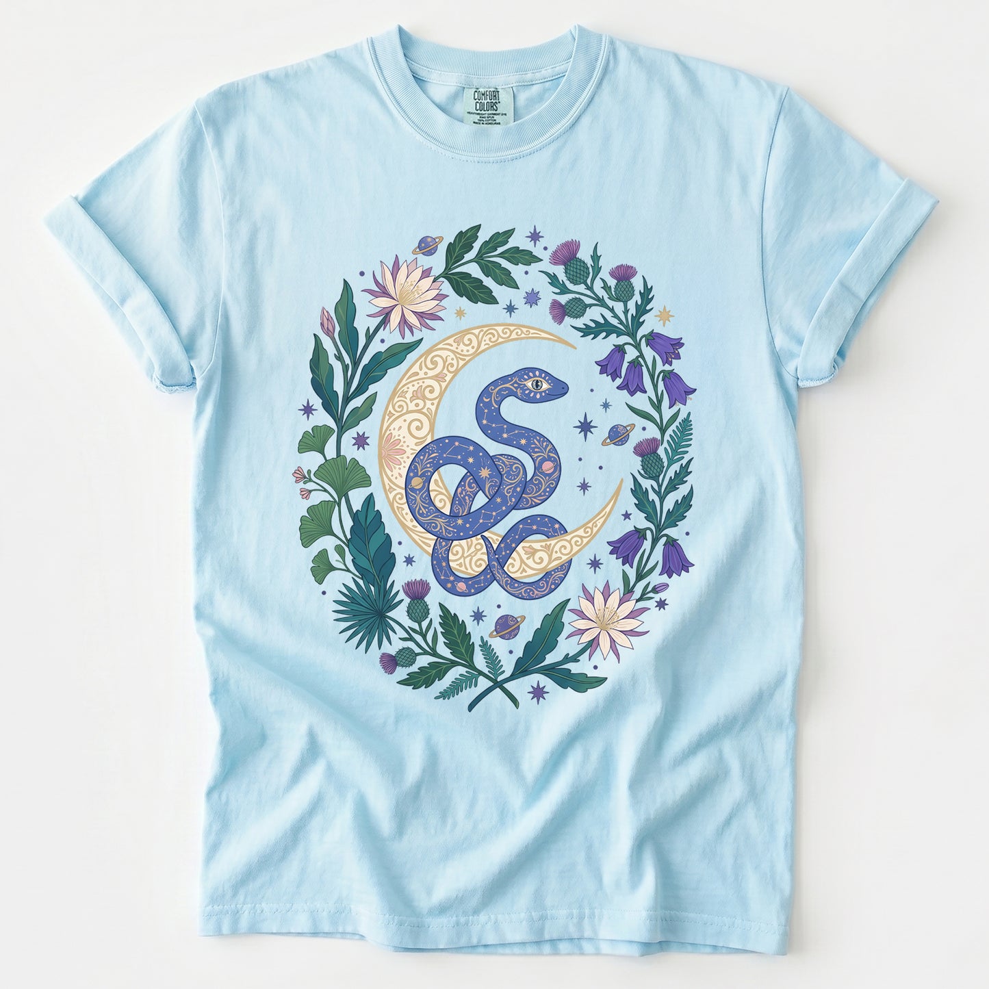 Starry Blue Snake Vintage Washed T-Shirt