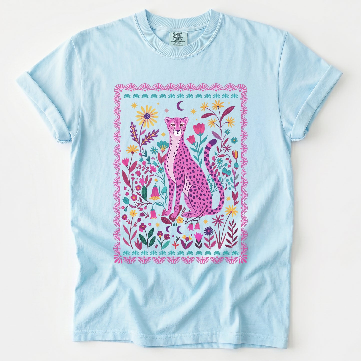 Floral Pink Leopard Vintage Washed T-Shirt