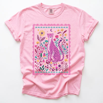 Floral Pink Leopard Vintage Washed T-Shirt