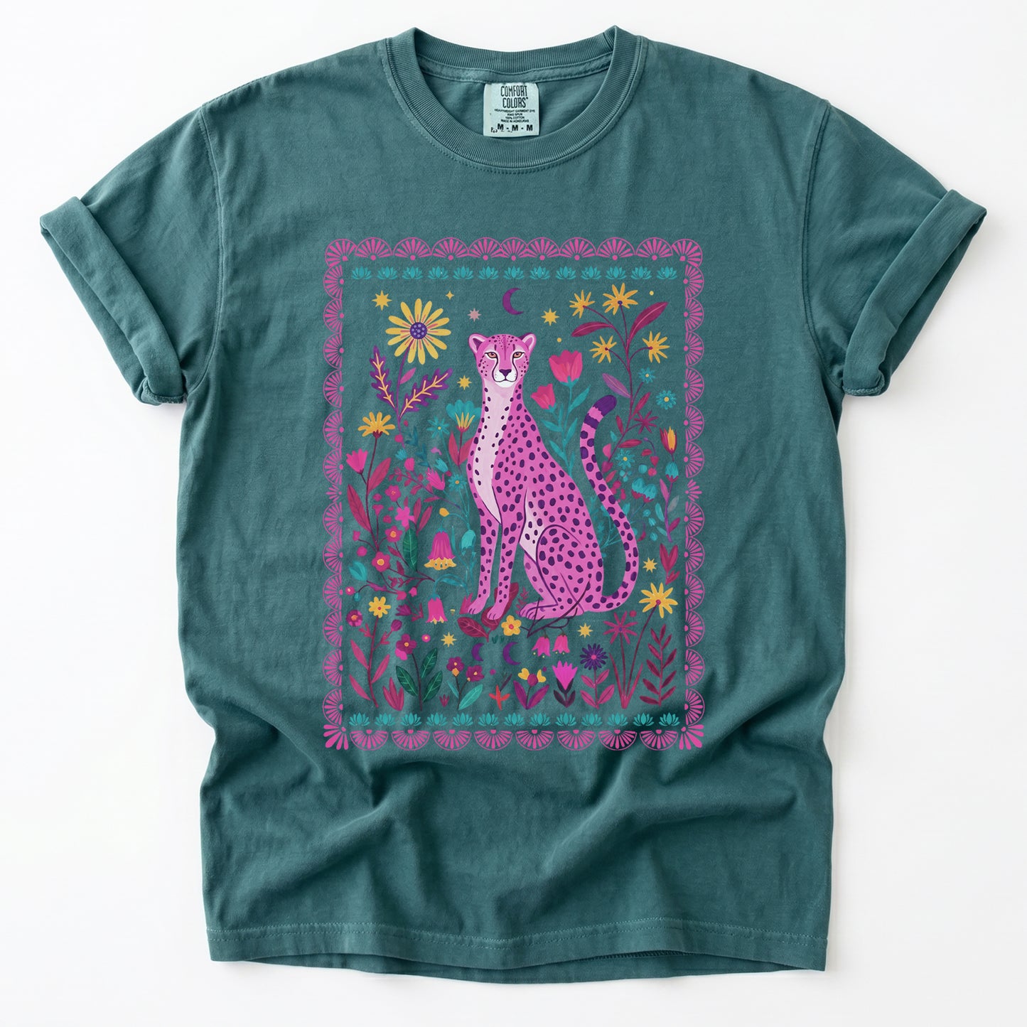 Floral Pink Leopard Vintage Washed T-Shirt