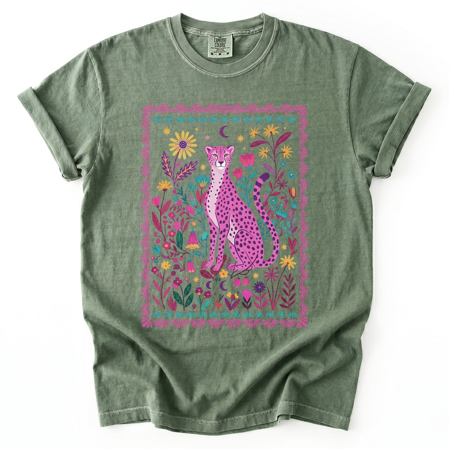 Floral Pink Leopard Vintage Washed T-Shirt