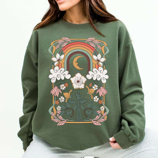 Art Nouveau Floral Rainbow Sweatshirt