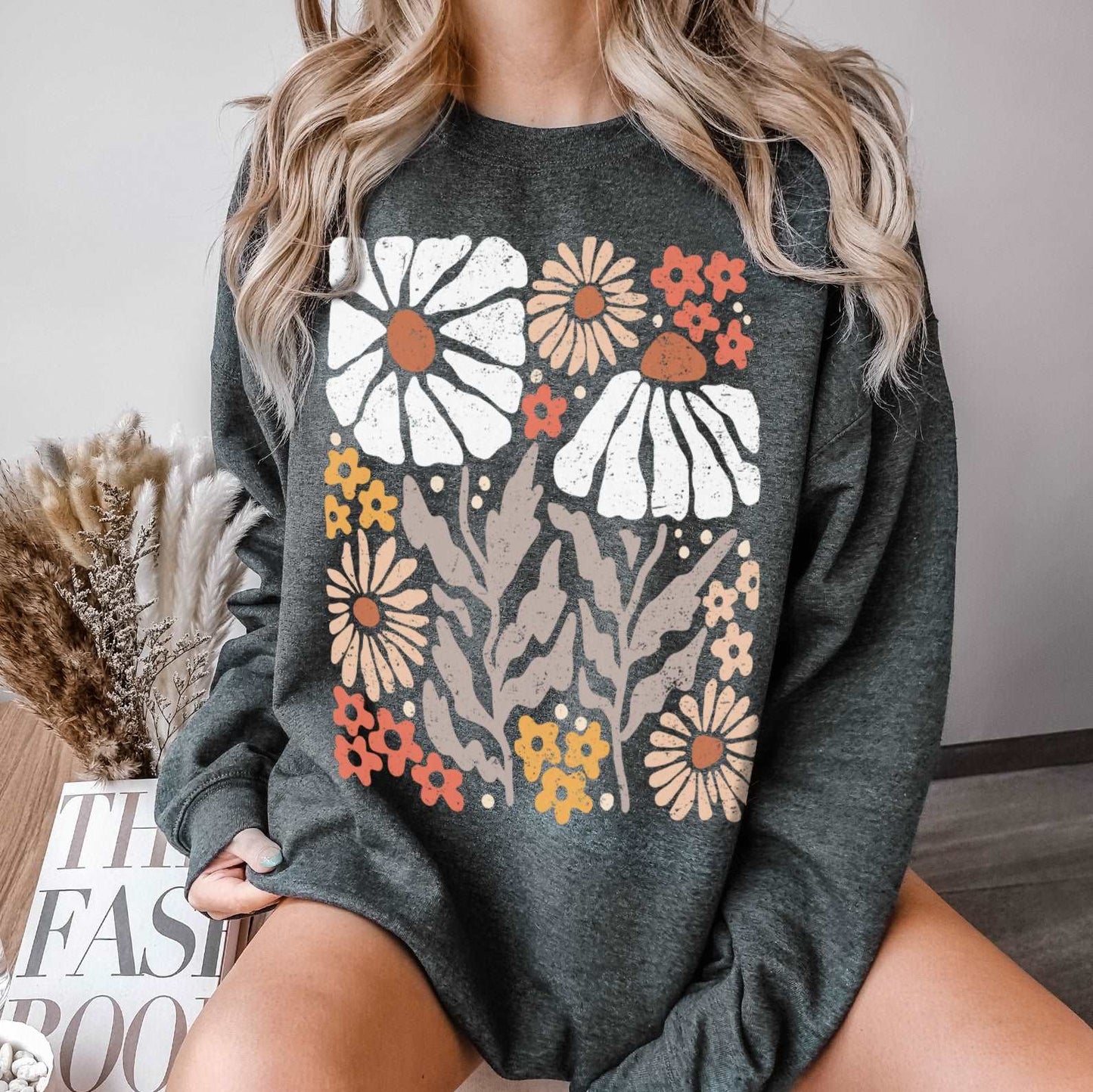 Boho Abstract Flowers Sweatshirt