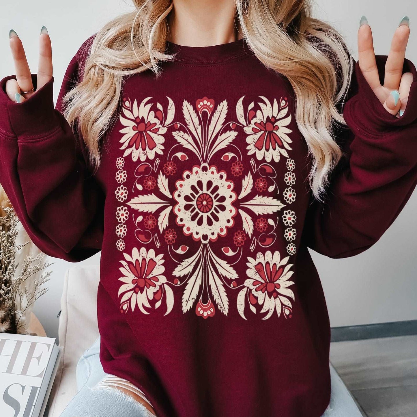 Vintage Bohemian Floral Sweatshirt