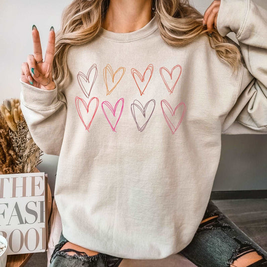 Hearts Hand Drawn Sweatshirt