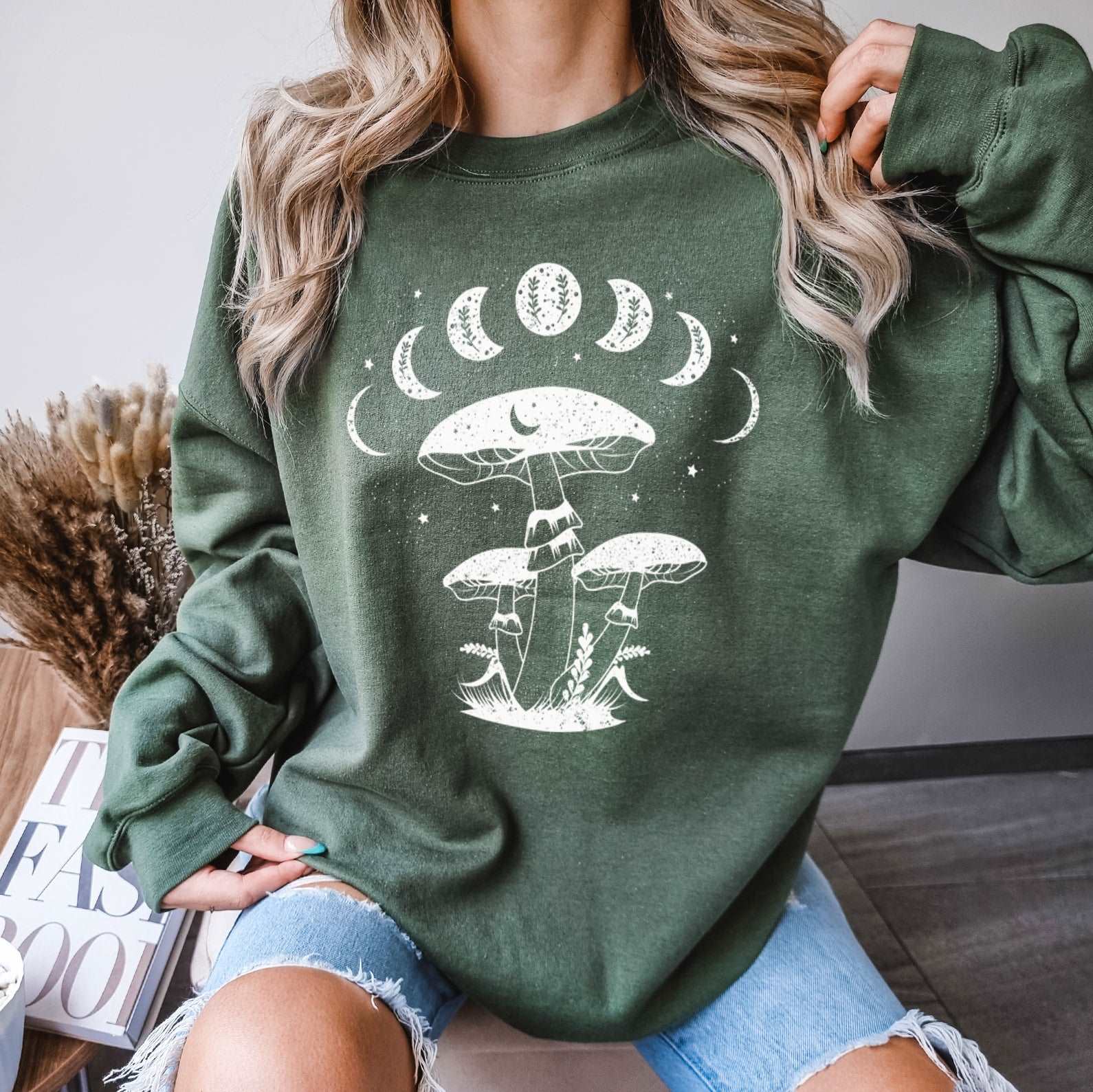 Mystical Mushrooms with Moon Phases Sweatshirt