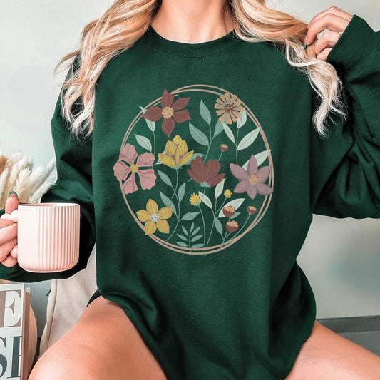 Round Wild Flowers Sweatshirt