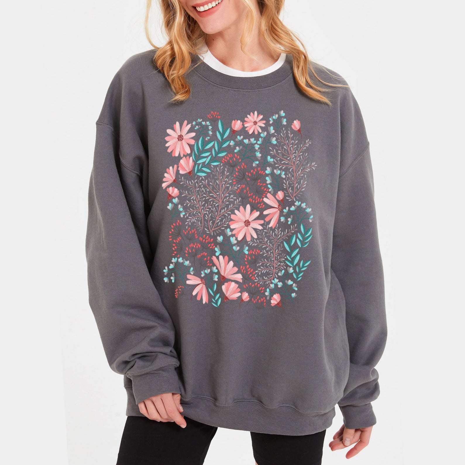 Pink and Blue Wild Flowers Sweatshirt