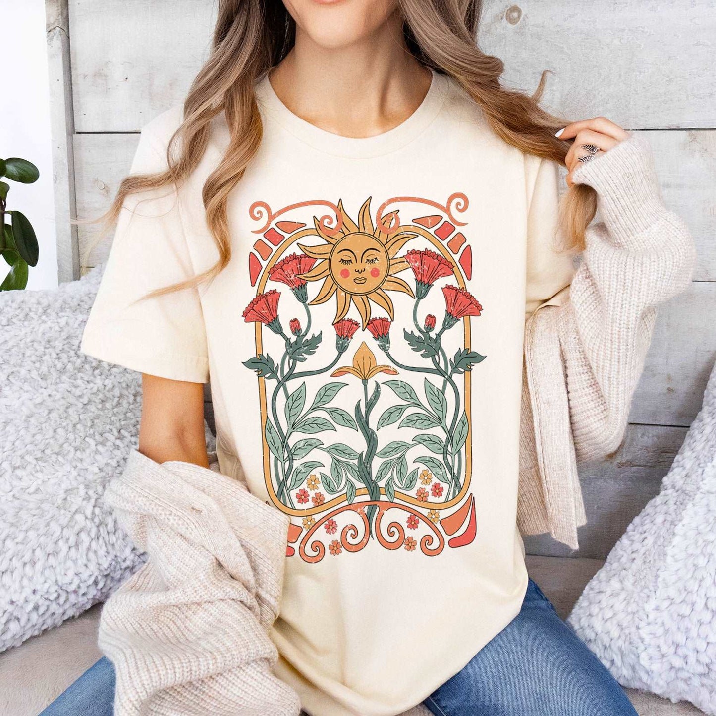 Boho Floral Art Nouveau T-Shirt