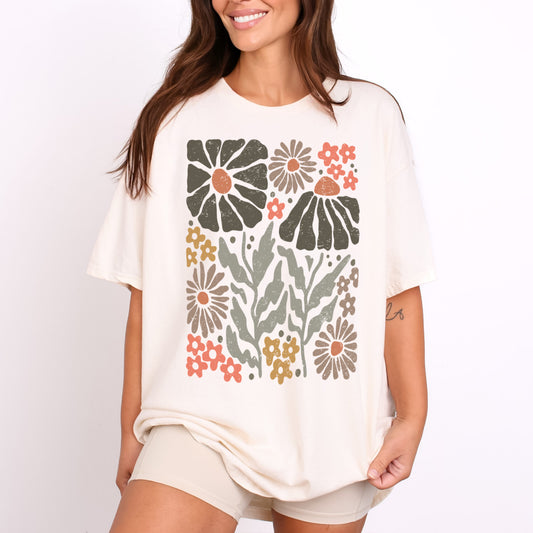 Boho Abstract Flowers T-Shirt