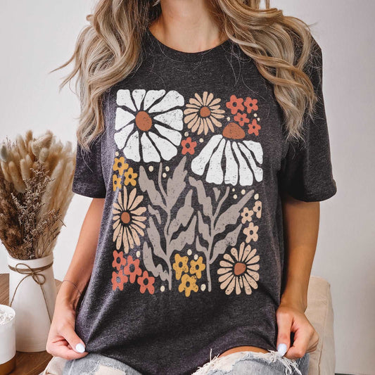 Boho Abstract Flowers T-Shirt