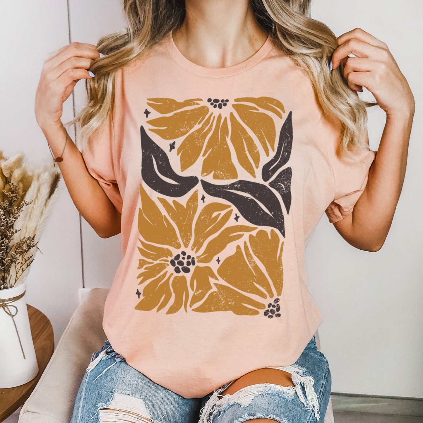 Abstract Retro Flowers T-Shirt