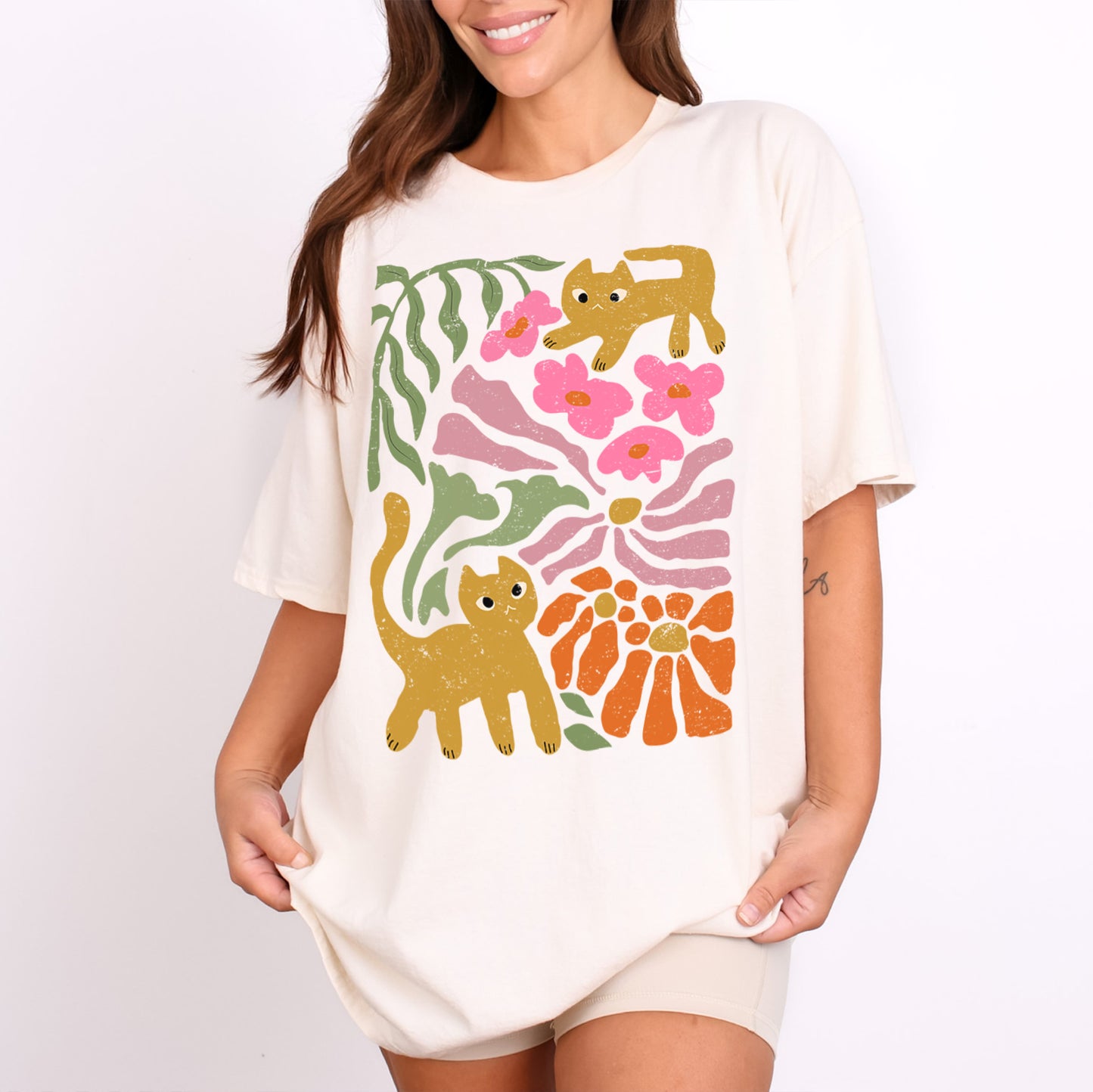 Cats And Flowers T-Shirt