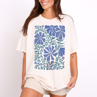 Blue Matisse Flowers T-Shirt