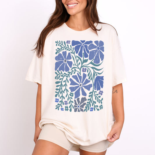 Blue Matisse Flowers T-Shirt