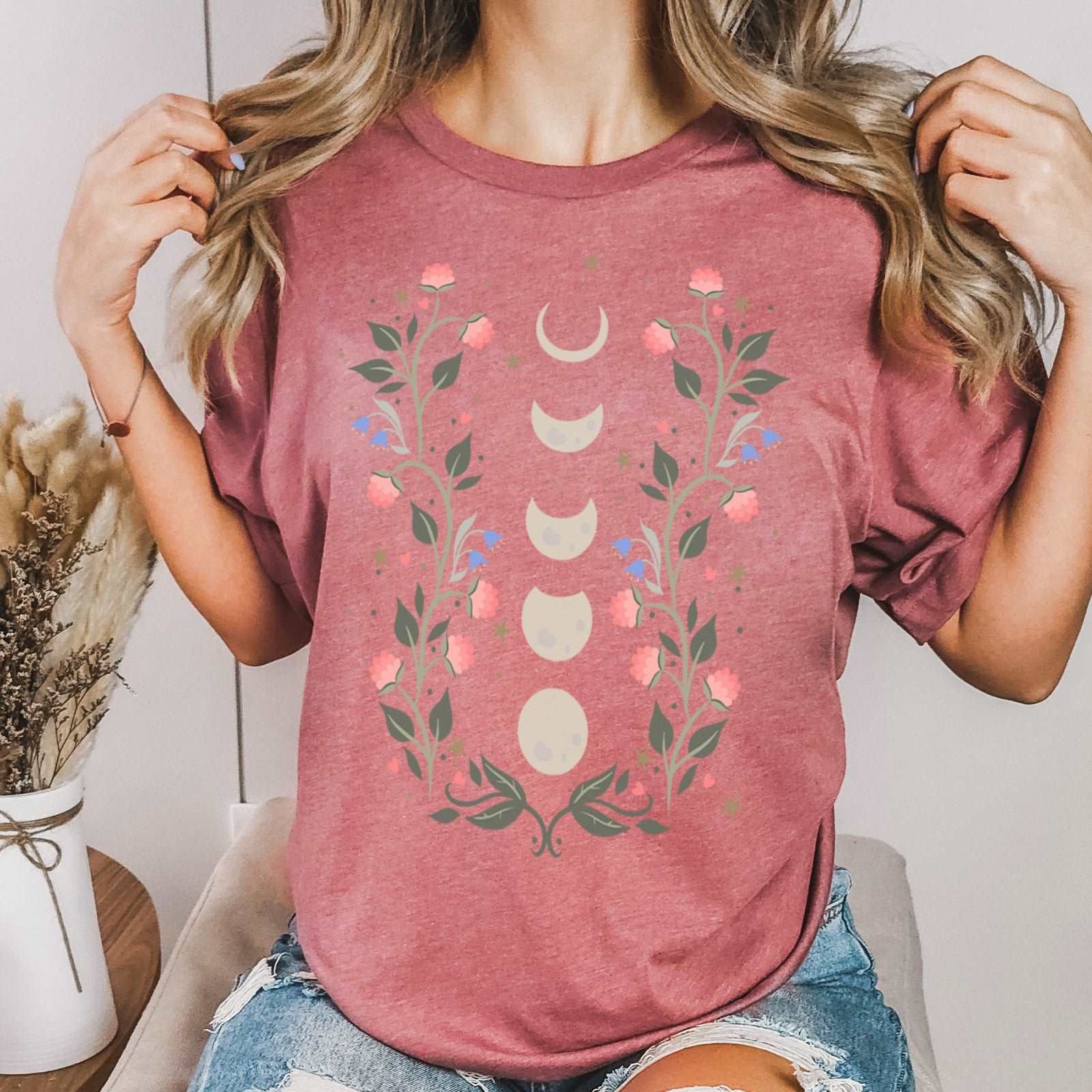 Floral Moon Phases T-Shirt